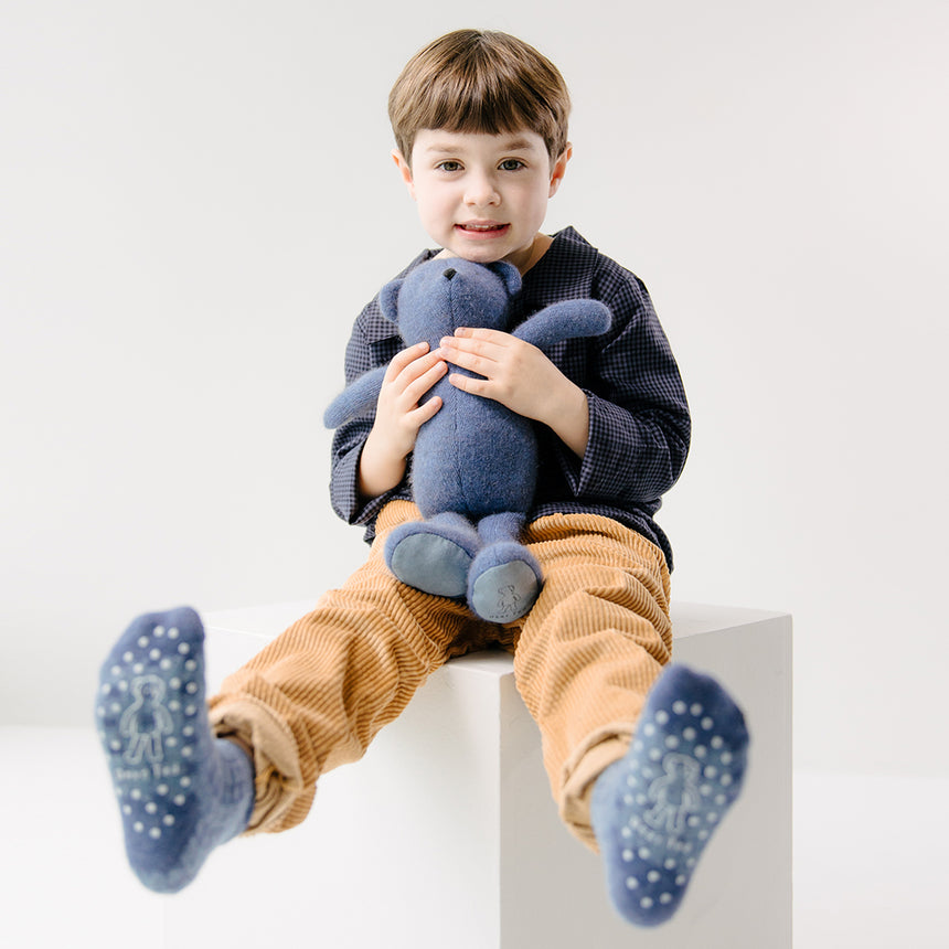 Periwinkle Check Merino Socks