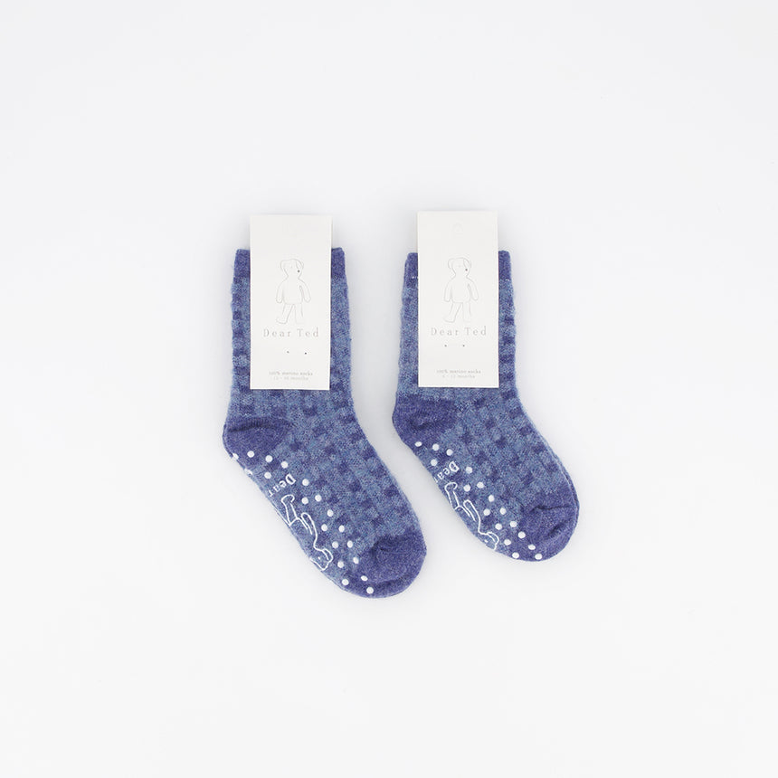 Periwinkle Check Merino Socks